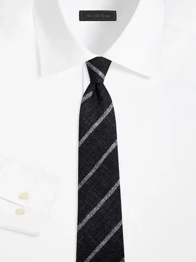 Kiton Men's Melange Stripe Silk Tie - Black Stripe | Thumbnail 2 Kiton Men's Melange Stripe Silk Tie - Black Stripe | Thumbnail 2