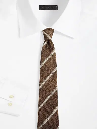 Kiton Men's Melange Stripe Silk Tie - Dark Brown | Thumbnail 2 Kiton Men's Melange Stripe Silk Tie - Dark Brown | Thumbnail 2
