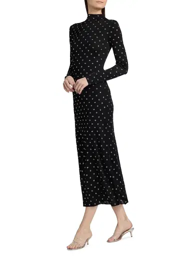 Altuzarra Women's Kaplan Grommet-Embellished Long-Sleeve Midi-Dress - Black | Thumbnail 2 Altuzarra Women's Kaplan Grommet-Embellished Long-Sleeve Midi-Dress - Black | Thumbnail 2