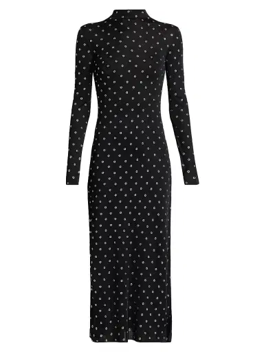Altuzarra Women's Kaplan Grommet-Embellished Long-Sleeve Midi-Dress - Black | Thumbnail 1 Altuzarra Women's Kaplan Grommet-Embellished Long-Sleeve Midi-Dress - Black | Thumbnail 1