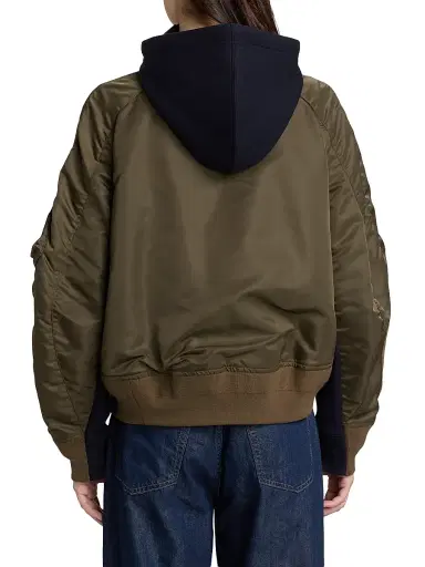 sacai Women's Sponge Sweat Hoodie - Navy Dark Khaki | Thumbnail 5 sacai Women's Sponge Sweat Hoodie - Navy Dark Khaki | Thumbnail 5