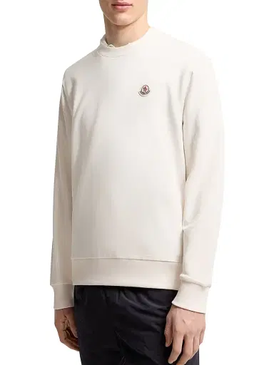 Moncler Men's Crewneck Sweatshirt in Cotton - White | Thumbnail 2 Moncler Men's Crewneck Sweatshirt in Cotton - White | Thumbnail 2