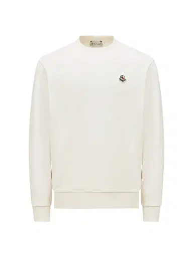Moncler Men's Crewneck Sweatshirt in Cotton - White | Thumbnail 1 Moncler Men's Crewneck Sweatshirt in Cotton - White | Thumbnail 1
