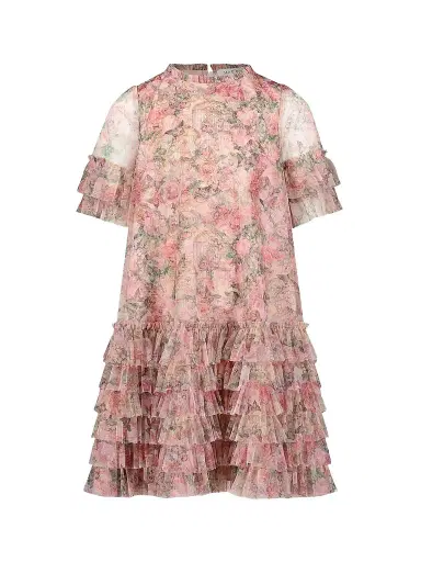 Mac Duggal Little Girl's & Girl's Floral Mesh Short-Sleeve Dress | Thumbnail 1 Mac Duggal Little Girl's & Girl's Floral Mesh Short-Sleeve Dress | Thumbnail 1