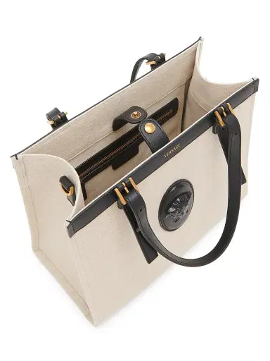 Versace Women's Rivière Canvas Tote - Beige Black Gold | Thumbnail 3 Versace Women's Rivière Canvas Tote - Beige Black Gold | Thumbnail 3