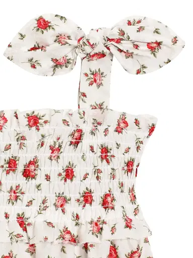 Dolce & Gabbana Girl's Baby Girl's Rose-Print Smocked Cototn Bodysuit | Thumbnail 4 Dolce & Gabbana Girl's Baby Girl's Rose-Print Smocked Cototn Bodysuit | Thumbnail 4
