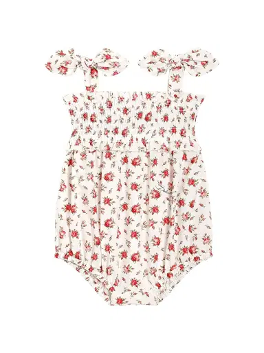 Dolce & Gabbana Girl's Baby Girl's Rose-Print Smocked Cototn Bodysuit | Thumbnail 1 Dolce & Gabbana Girl's Baby Girl's Rose-Print Smocked Cototn Bodysuit | Thumbnail 1