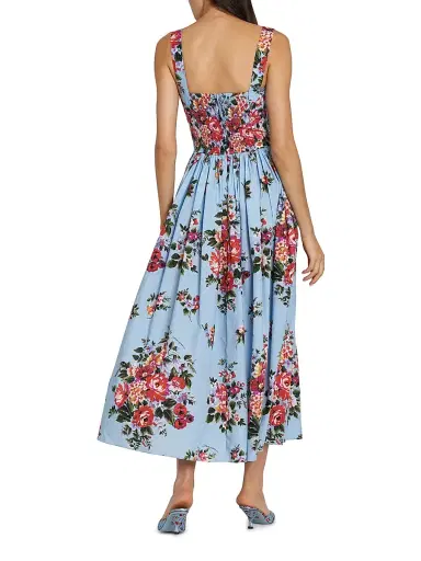 Dolce & Gabbana Women's Pleated Floral Cotton Midi-Dress | Thumbnail 5 Dolce & Gabbana Women's Pleated Floral Cotton Midi-Dress | Thumbnail 5