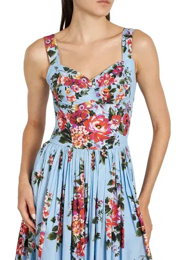 Dolce & Gabbana Women's Pleated Floral Cotton Midi-Dress | Thumbnail 6 Dolce & Gabbana Women's Pleated Floral Cotton Midi-Dress | Thumbnail 6