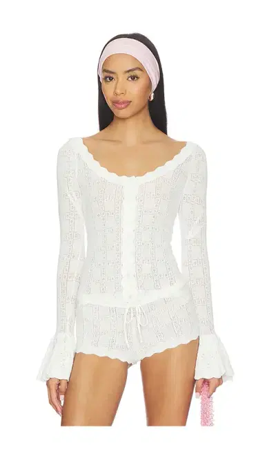 For Love & Lemons Bayberry Pointelle Top | Thumbnail 1 For Love & Lemons Bayberry Pointelle Top | Thumbnail 1