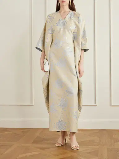Dima Ayad Floral-embroidered Woven Kaftan | Thumbnail 2 Dima Ayad Floral-embroidered Woven Kaftan | Thumbnail 2