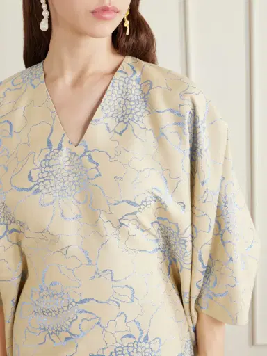 Dima Ayad Floral-embroidered Woven Kaftan | Thumbnail 4 Dima Ayad Floral-embroidered Woven Kaftan | Thumbnail 4
