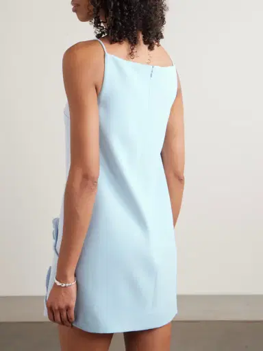 Self-Portrait Appliquéd Satin-trimmed Crepe Mini Dress | Thumbnail 3 Self-Portrait Appliquéd Satin-trimmed Crepe Mini Dress | Thumbnail 3