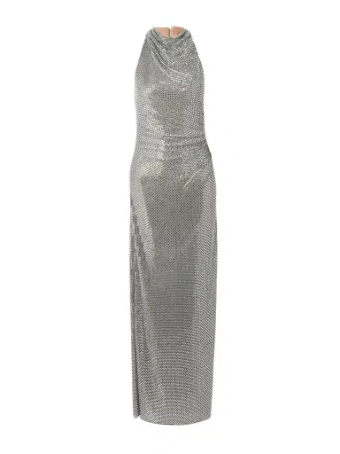 Self-Portrait Embellished Draped Mesh Halterneck Maxi Dress | Thumbnail 1 Self-Portrait Embellished Draped Mesh Halterneck Maxi Dress | Thumbnail 1