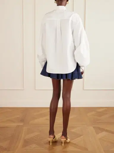 Zimmermann Luna Embroidered Mesh-paneled Cotton-poplin Blouse | Thumbnail 4 Zimmermann Luna Embroidered Mesh-paneled Cotton-poplin Blouse | Thumbnail 4
