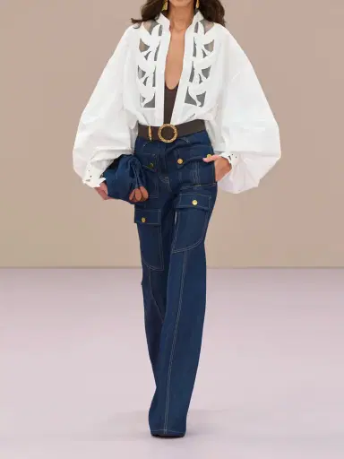 Zimmermann Luna Embroidered Mesh-paneled Cotton-poplin Blouse | Thumbnail 6 Zimmermann Luna Embroidered Mesh-paneled Cotton-poplin Blouse | Thumbnail 6
