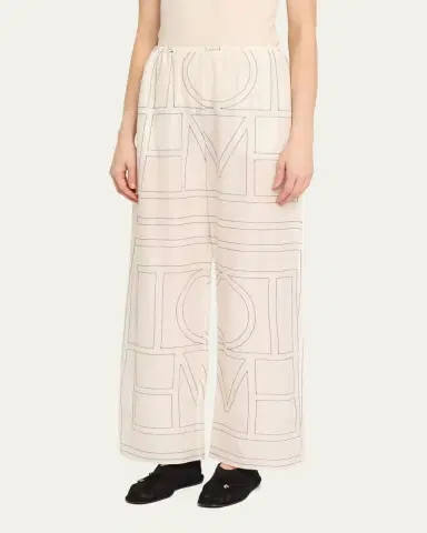 TOTEME Monogram Cotton PJ Bottoms | Thumbnail 4 TOTEME Monogram Cotton PJ Bottoms | Thumbnail 4