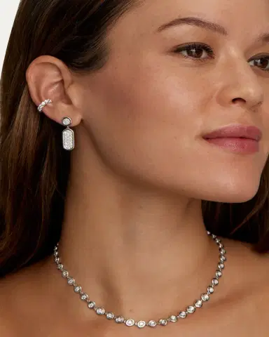 Jamie Wolf 18K White Gold Oval Drop Earrings with Diamonds | Thumbnail 2 Jamie Wolf 18K White Gold Oval Drop Earrings with Diamonds | Thumbnail 2