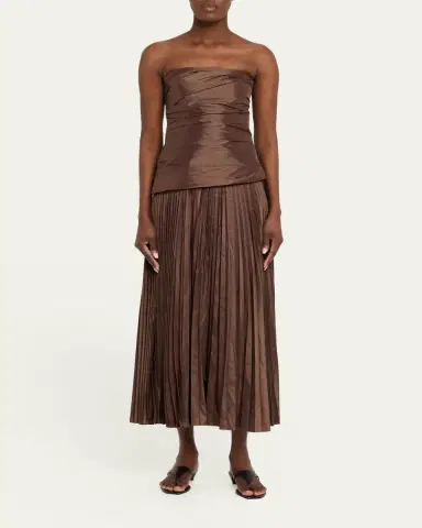 SIMKHAI Arie Strapless Pleated Maxi Dress | Thumbnail 2 SIMKHAI Arie Strapless Pleated Maxi Dress | Thumbnail 2