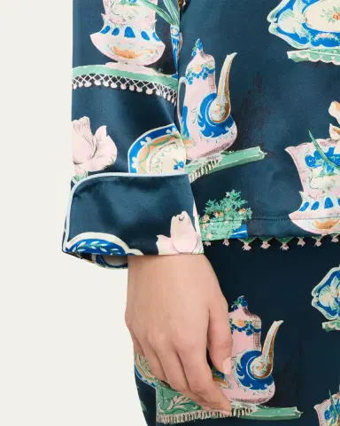 Olivia von Halle Lila Giotto Ceramic-Print Silk Pajama Set | Thumbnail 5 Olivia von Halle Lila Giotto Ceramic-Print Silk Pajama Set | Thumbnail 5