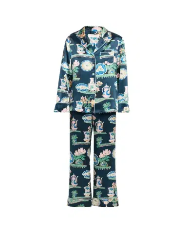 Olivia von Halle Lila Giotto Ceramic-Print Silk Pajama Set | Thumbnail 1 Olivia von Halle Lila Giotto Ceramic-Print Silk Pajama Set | Thumbnail 1