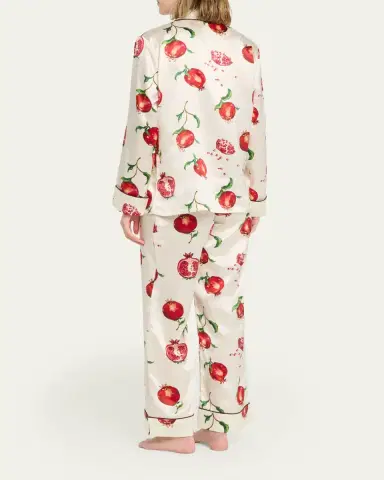 Olivia von Halle Lila Allegra Pomegranate-Print Silk Pajama Set | Thumbnail 3 Olivia von Halle Lila Allegra Pomegranate-Print Silk Pajama Set | Thumbnail 3