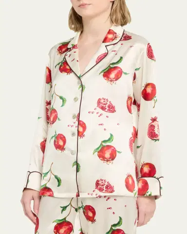 Olivia von Halle Lila Allegra Pomegranate-Print Silk Pajama Set | Thumbnail 4 Olivia von Halle Lila Allegra Pomegranate-Print Silk Pajama Set | Thumbnail 4
