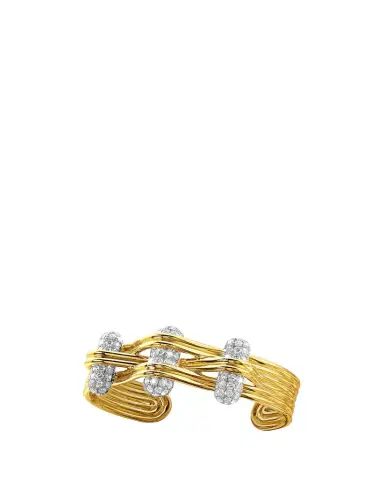 Verdura Platinum and 18K Yellow Gold Diamond Trio Bangle | Thumbnail 1 Verdura Platinum and 18K Yellow Gold Diamond Trio Bangle | Thumbnail 1