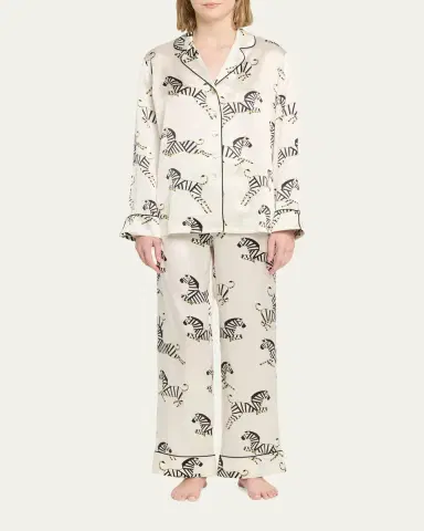 Olivia von Halle Lila Zebedee Zebra-Print Silk Pajama Set | Thumbnail 2 Olivia von Halle Lila Zebedee Zebra-Print Silk Pajama Set | Thumbnail 2