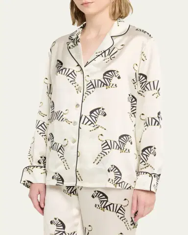 Olivia von Halle Lila Zebedee Zebra-Print Silk Pajama Set | Thumbnail 4 Olivia von Halle Lila Zebedee Zebra-Print Silk Pajama Set | Thumbnail 4