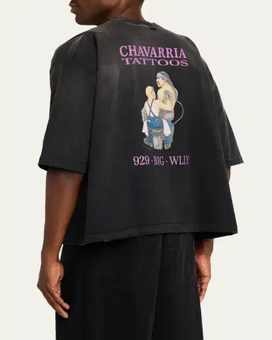 Willy Chavarria Men's Chavarria Tattoos Cotton Boxy Fit T-Shirt | Thumbnail 3 Willy Chavarria Men's Chavarria Tattoos Cotton Boxy Fit T-Shirt | Thumbnail 3