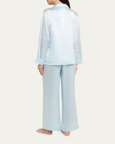Olivia von Halle Coco Solid Silk Satin Pajama Set | Thumbnail 3 Olivia von Halle Coco Solid Silk Satin Pajama Set | Thumbnail 3