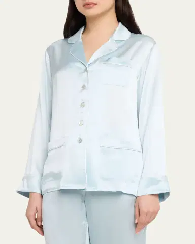 Olivia von Halle Coco Solid Silk Satin Pajama Set | Thumbnail 4 Olivia von Halle Coco Solid Silk Satin Pajama Set | Thumbnail 4