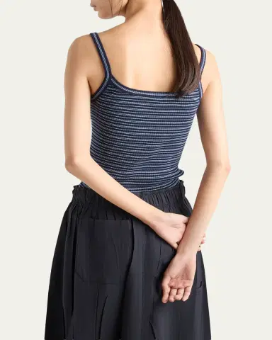 Prada Striped Cotton Knit Tank Top | Thumbnail 3 Prada Striped Cotton Knit Tank Top | Thumbnail 3