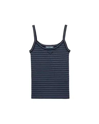 Prada Striped Cotton Knit Tank Top | Thumbnail 1 Prada Striped Cotton Knit Tank Top | Thumbnail 1