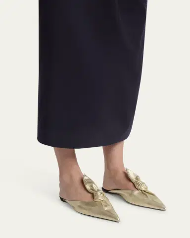 Lanvin Metallic Leather Bow Flat Mules | Thumbnail 2 Lanvin Metallic Leather Bow Flat Mules | Thumbnail 2