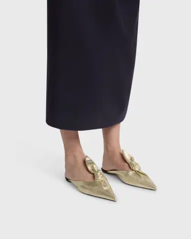 Lanvin Metallic Leather Bow Flat Mules | Thumbnail 6 Lanvin Metallic Leather Bow Flat Mules | Thumbnail 6