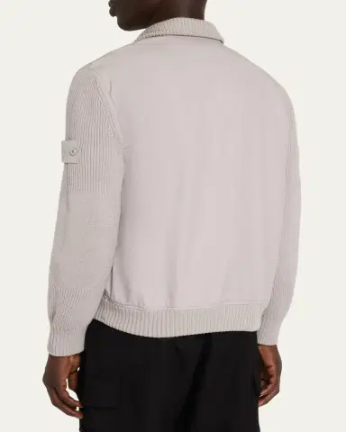 Stone Island Men's Wool and Cotton Hybrid Knit Blouson | Thumbnail 3 Stone Island Men's Wool and Cotton Hybrid Knit Blouson | Thumbnail 3
