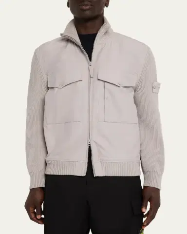 Stone Island Men's Wool and Cotton Hybrid Knit Blouson | Thumbnail 4 Stone Island Men's Wool and Cotton Hybrid Knit Blouson | Thumbnail 4