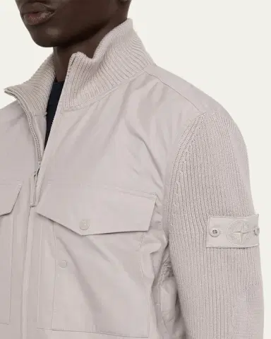Stone Island Men's Wool and Cotton Hybrid Knit Blouson | Thumbnail 5 Stone Island Men's Wool and Cotton Hybrid Knit Blouson | Thumbnail 5