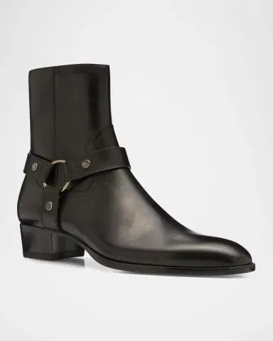 Saint Laurent Men's Wyatt 40 Harness Biker Boots | Thumbnail 2 Saint Laurent Men's Wyatt 40 Harness Biker Boots | Thumbnail 2