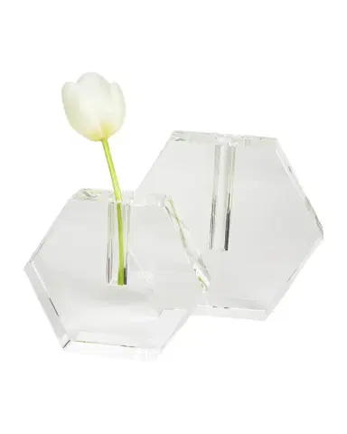 Tizo Clear Crystal Vase Flat Hexagon - Small | Thumbnail 1 Tizo Clear Crystal Vase Flat Hexagon - Small | Thumbnail 1