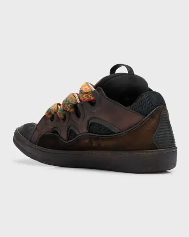 Lanvin Men's Curb Leather Low-Top Sneakers | Thumbnail 4 Lanvin Men's Curb Leather Low-Top Sneakers | Thumbnail 4