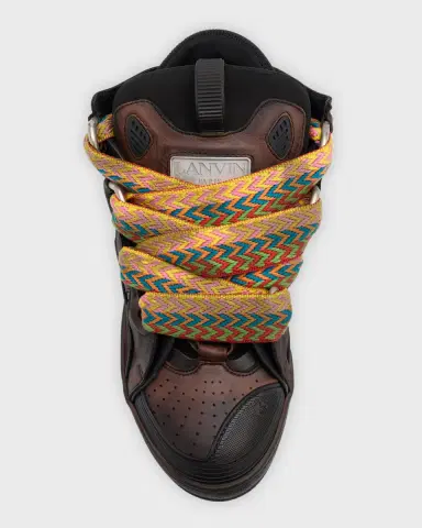 Lanvin Men's Curb Leather Low-Top Sneakers | Thumbnail 6 Lanvin Men's Curb Leather Low-Top Sneakers | Thumbnail 6