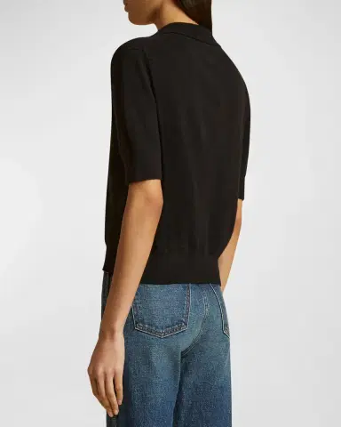 Khaite Shrunken Jo Cashmere Polo Sweater | Thumbnail 3 Khaite Shrunken Jo Cashmere Polo Sweater | Thumbnail 3