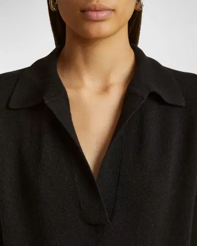 Khaite Shrunken Jo Cashmere Polo Sweater | Thumbnail 4 Khaite Shrunken Jo Cashmere Polo Sweater | Thumbnail 4