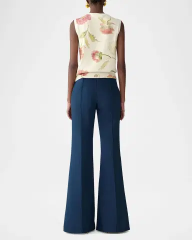 Carolina Herrera Floral Print Sleeveless Silk-Cotton Sweater | Thumbnail 3 Carolina Herrera Floral Print Sleeveless Silk-Cotton Sweater | Thumbnail 3