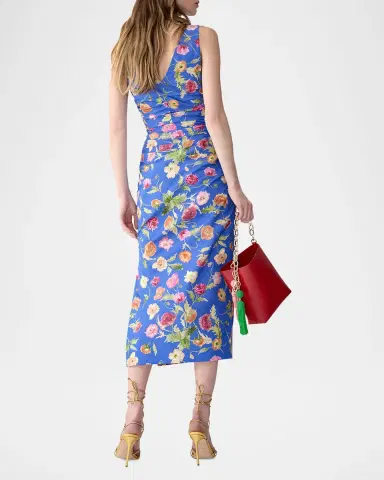 Carolina Herrera Floral-Print Gathered Cotton Sleeveless Midi Dress | Thumbnail 3 Carolina Herrera Floral-Print Gathered Cotton Sleeveless Midi Dress | Thumbnail 3