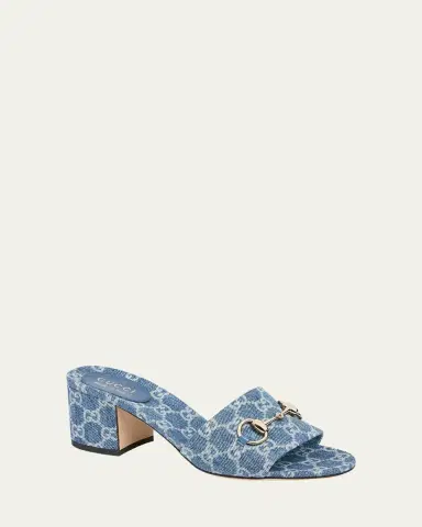 Gucci 55mm Siaga GG Monogram Denim Block-Heel Sandals | Thumbnail 2 Gucci 55mm Siaga GG Monogram Denim Block-Heel Sandals | Thumbnail 2