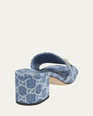 Gucci 55mm Siaga GG Monogram Denim Block-Heel Sandals | Thumbnail 3 Gucci 55mm Siaga GG Monogram Denim Block-Heel Sandals | Thumbnail 3